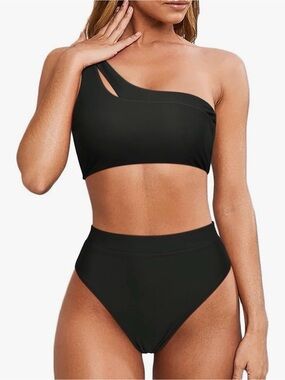 NEW! MOOSLOVER Women Cutout One Shoulder High Waisted Bikini Size S